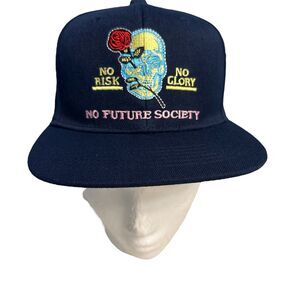 Ring Of Fire No Future Snapback Hat Men's OFSA Blue Skull Rose No Risk No Glory